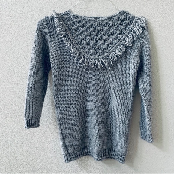 Zara Other - ZARA gray textured tassel collar crewneck sweater